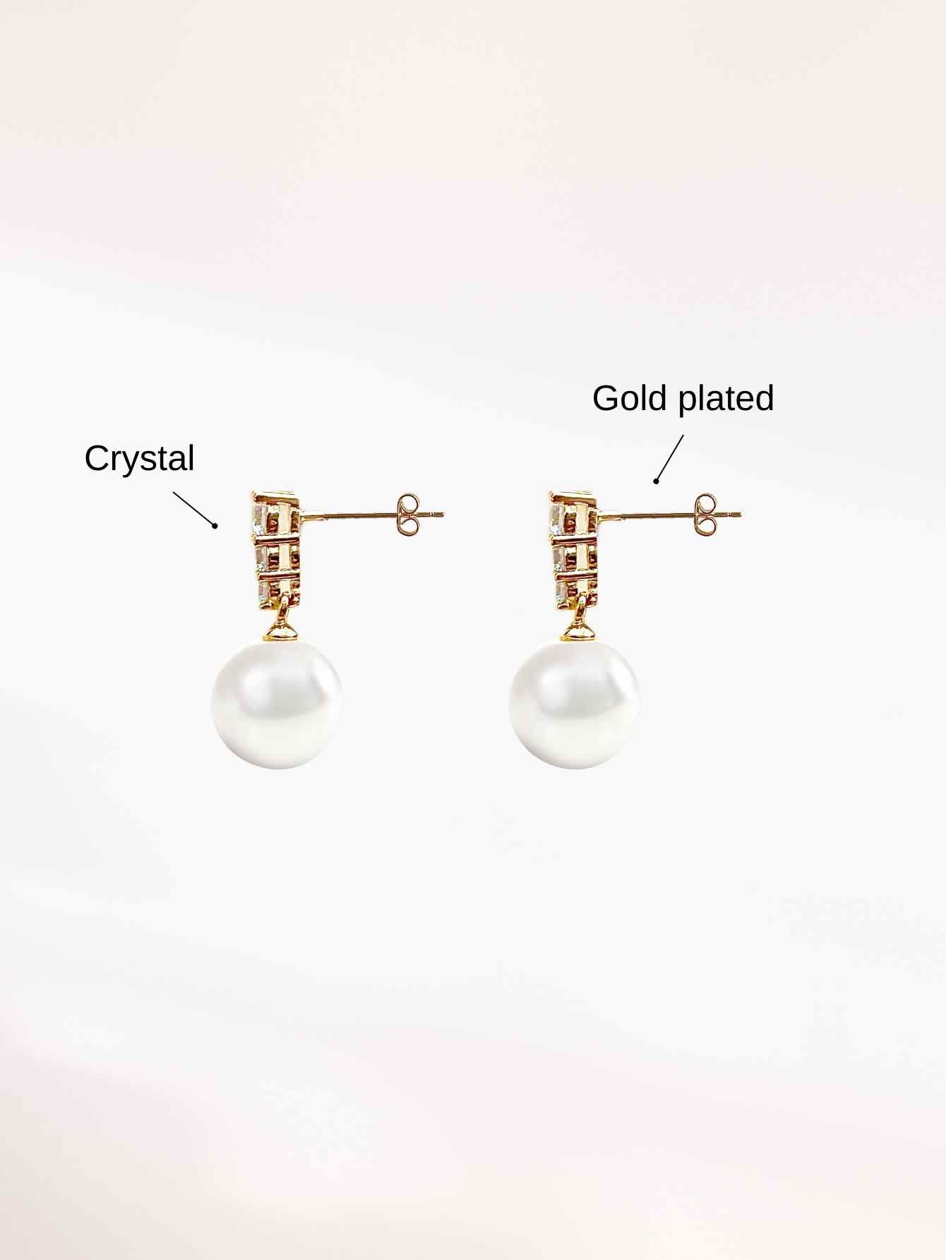 Shell Pearl & Crystal Earrings