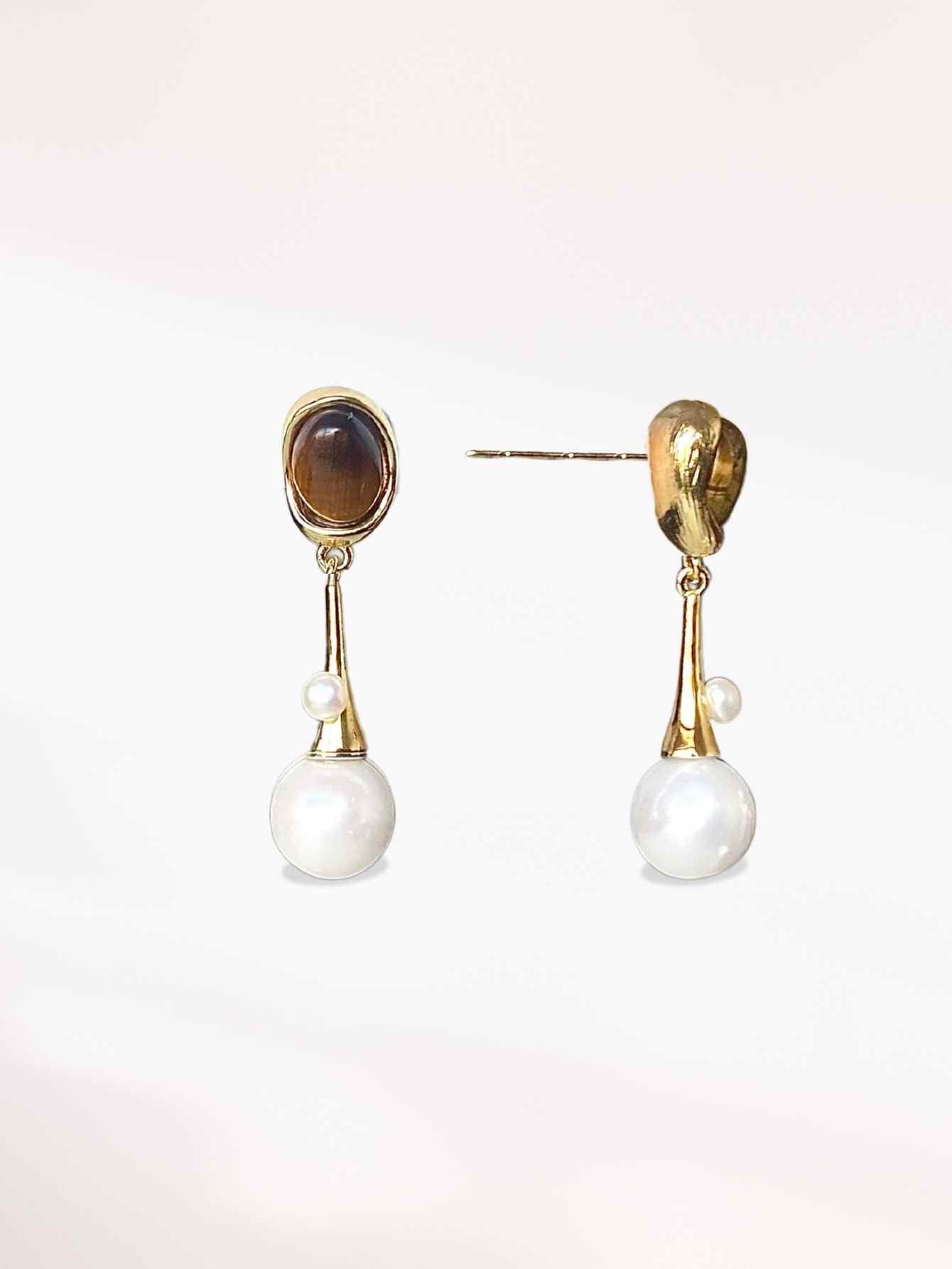 Freshwater Pearl & Agate Earrings
