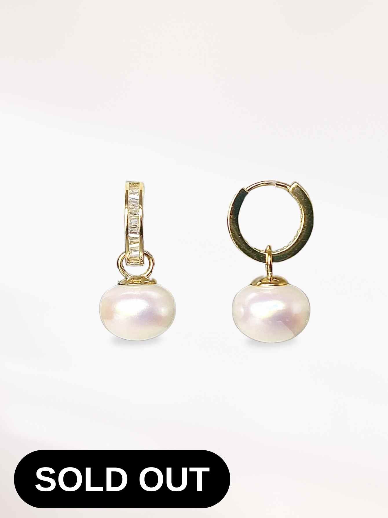 Shell Pearl Hoop Earrings