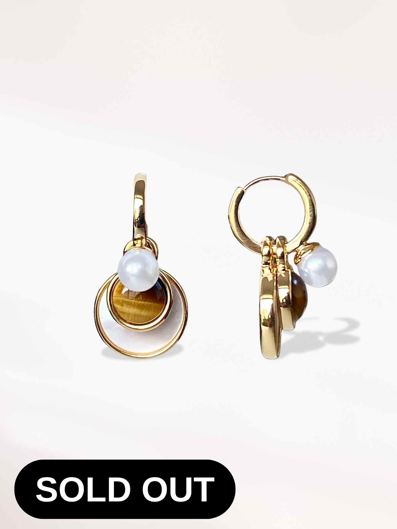 Shell Pearl Hoop Earrings