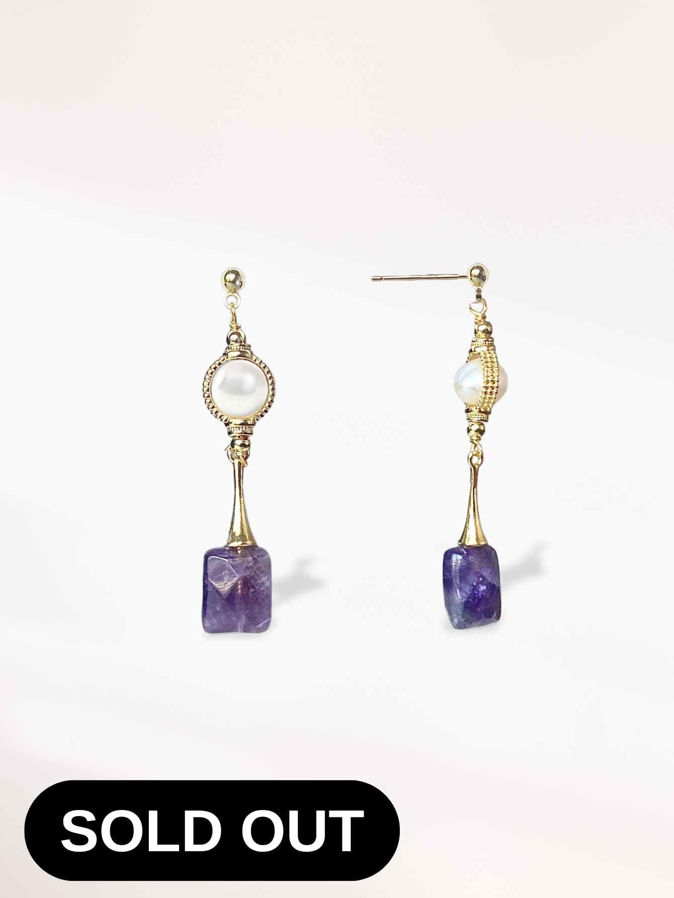 Freshwater Pearl & Amethyst Earrings