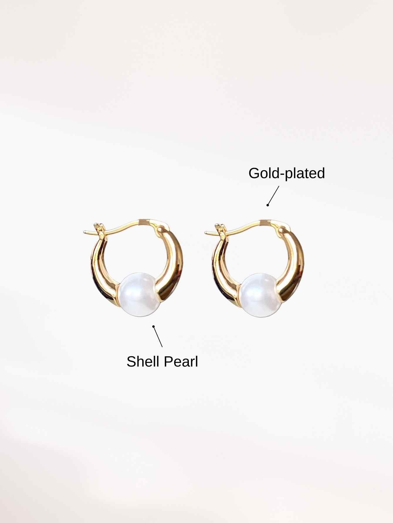 Shell Pearl Hoop Earrings