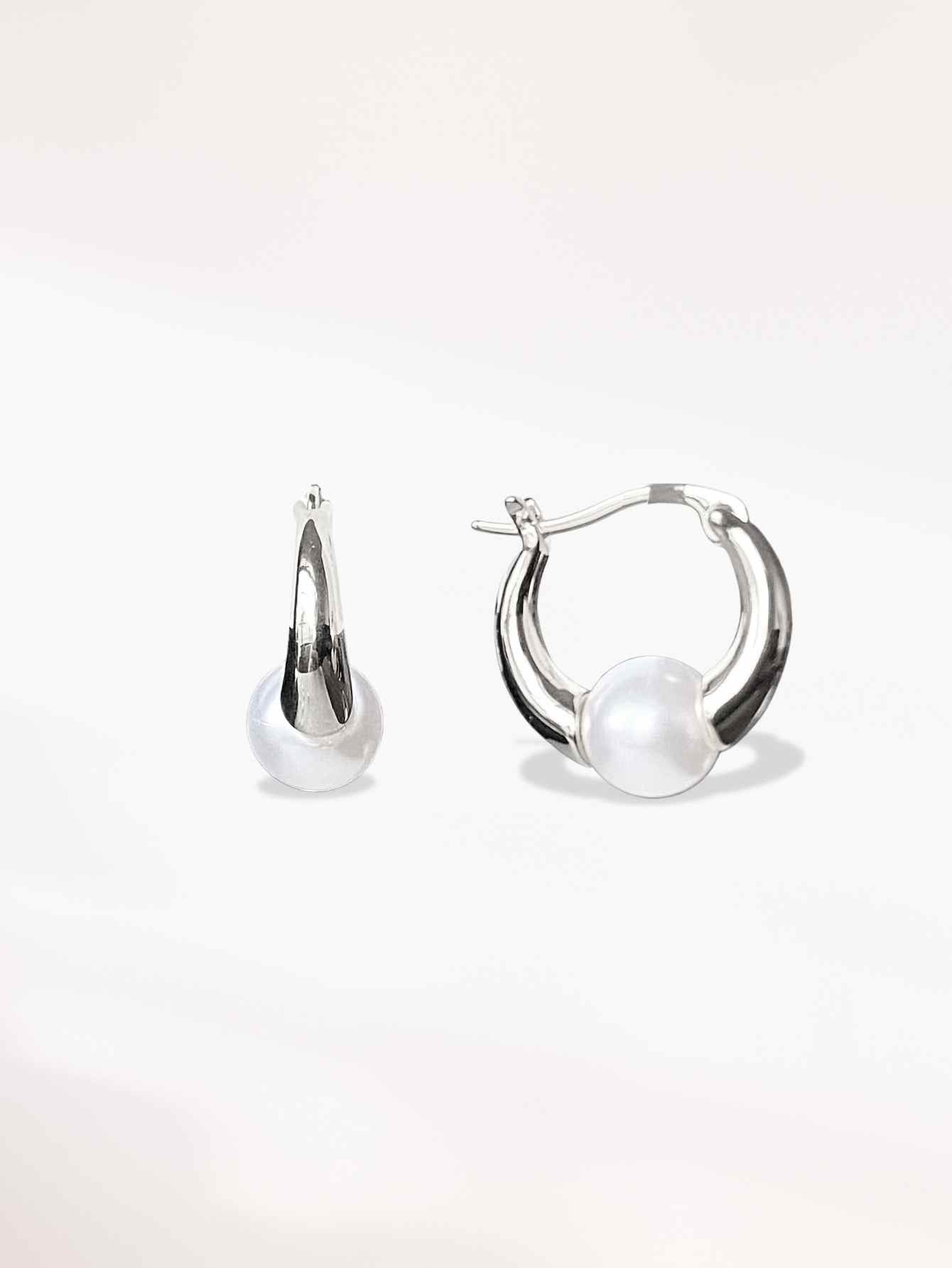 Shell Pearl Hoop Earrings