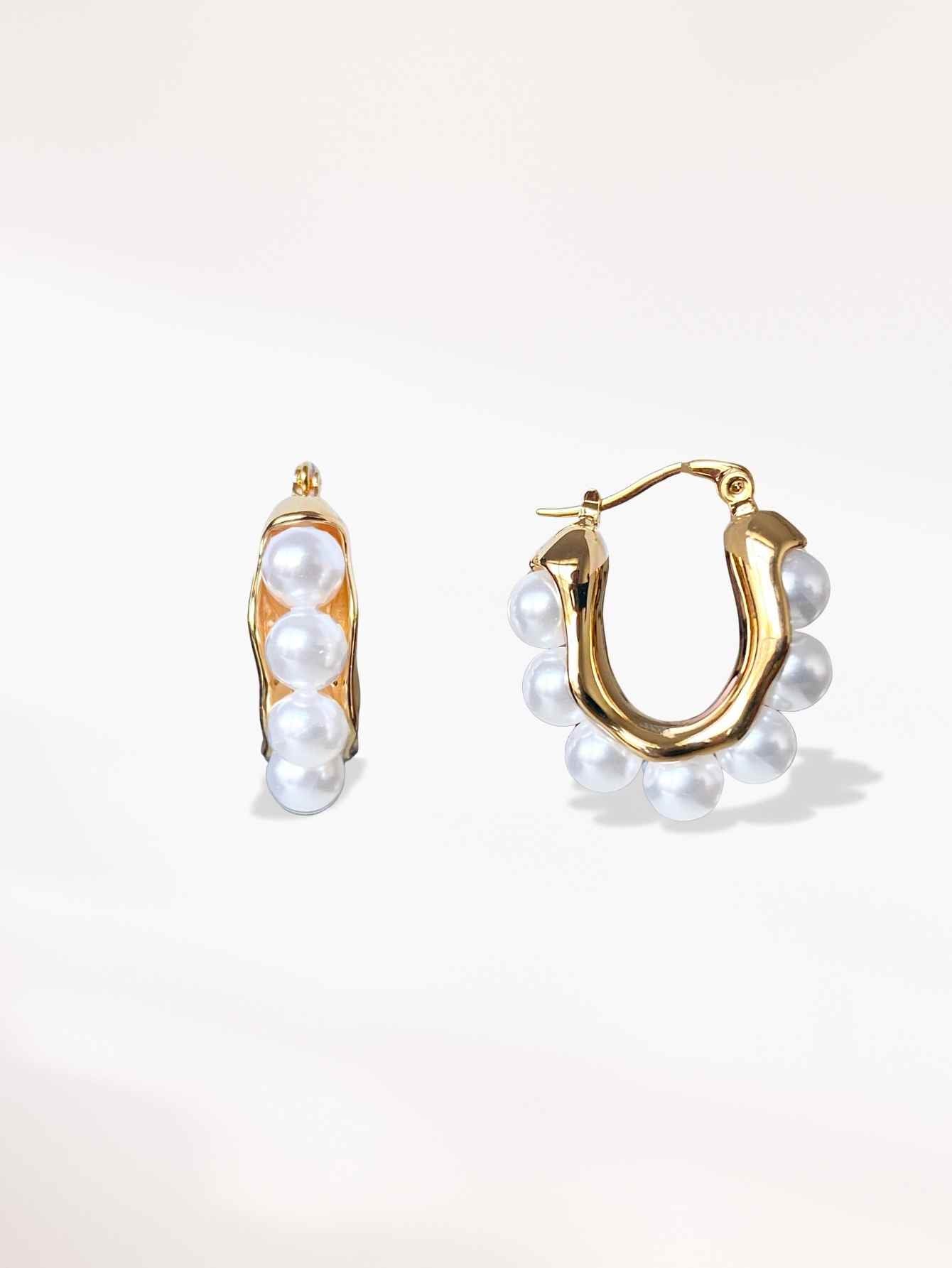 Faux Pearl Hoop Earrings