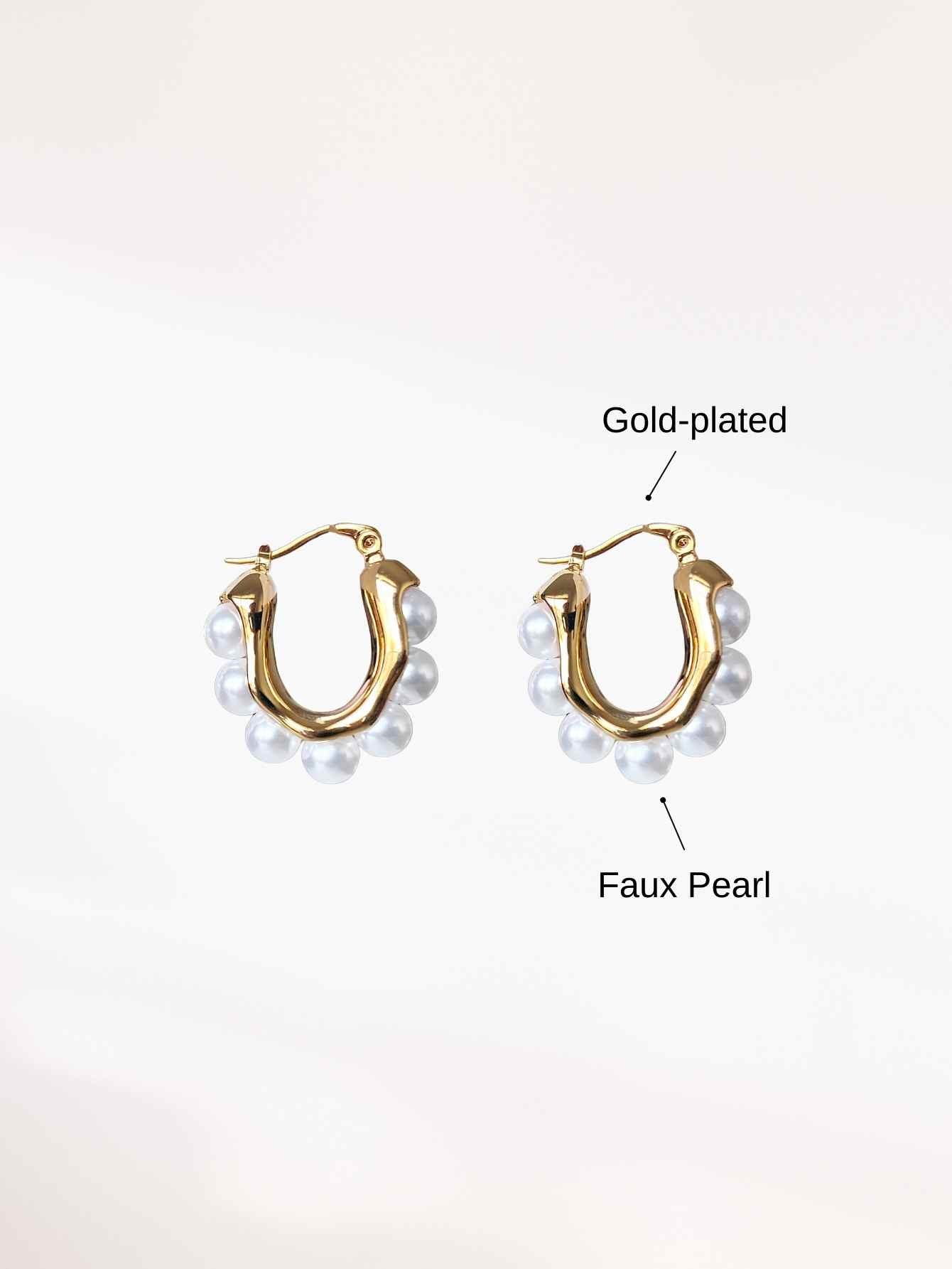 Faux Pearl Hoop Earrings
