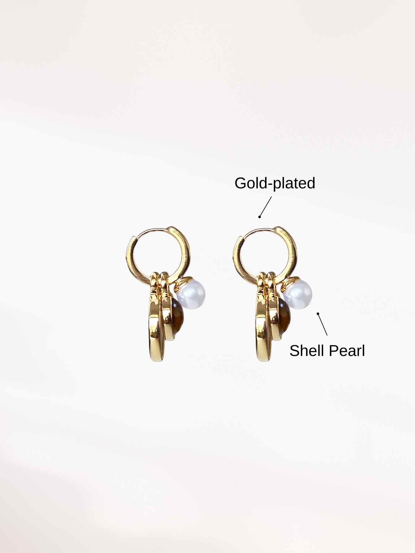 Shell Pearl Hoop Earrings