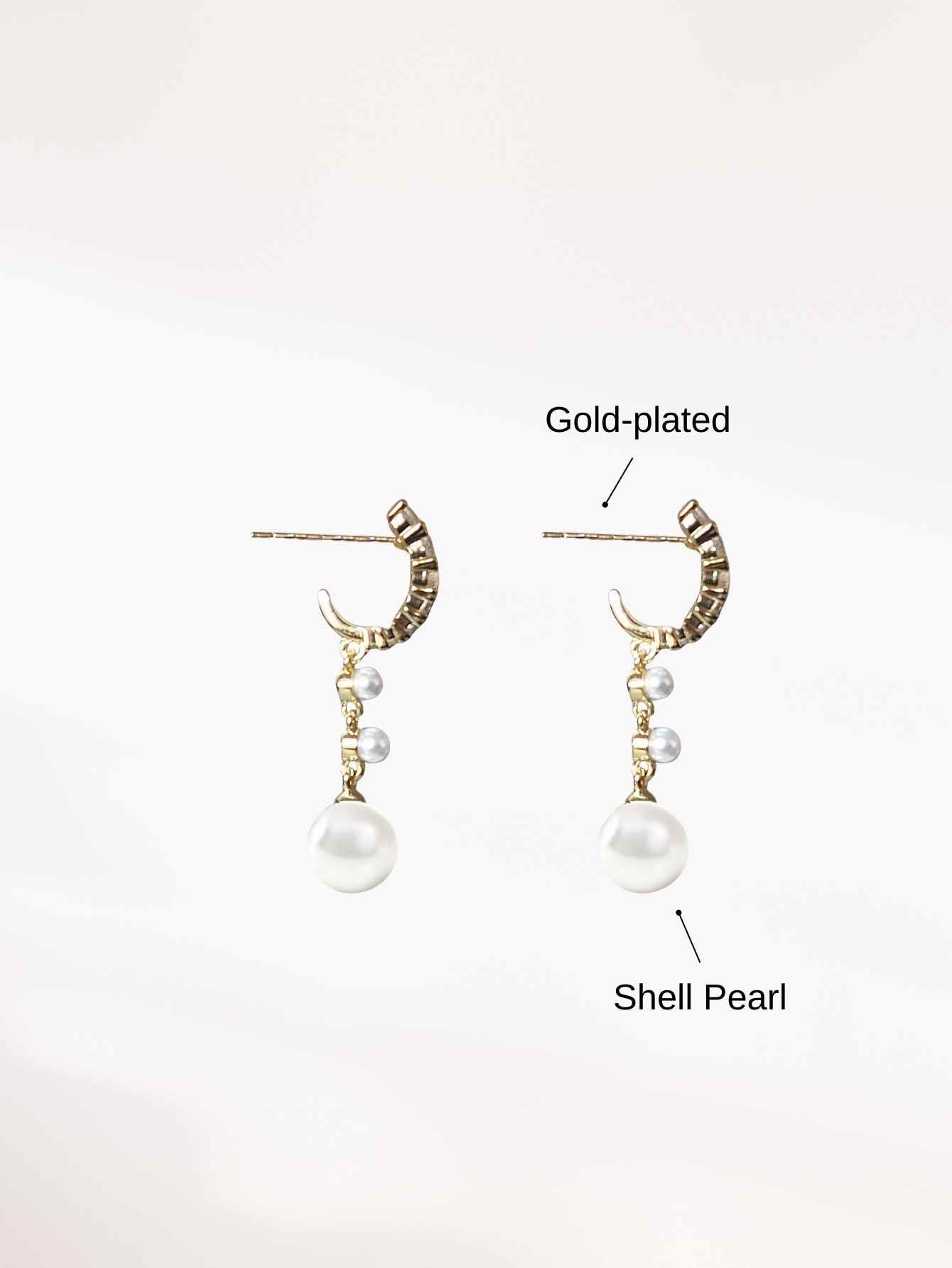Shell Pearl Hoop Earrings