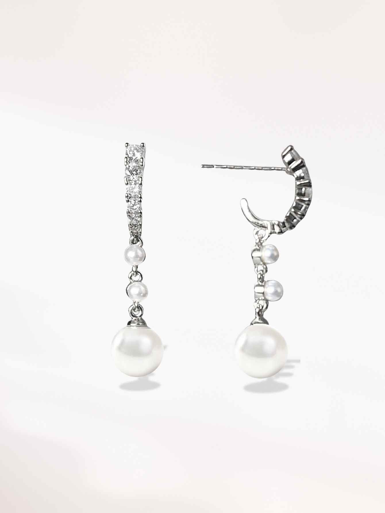 Shell Pearl Hoop Earrings