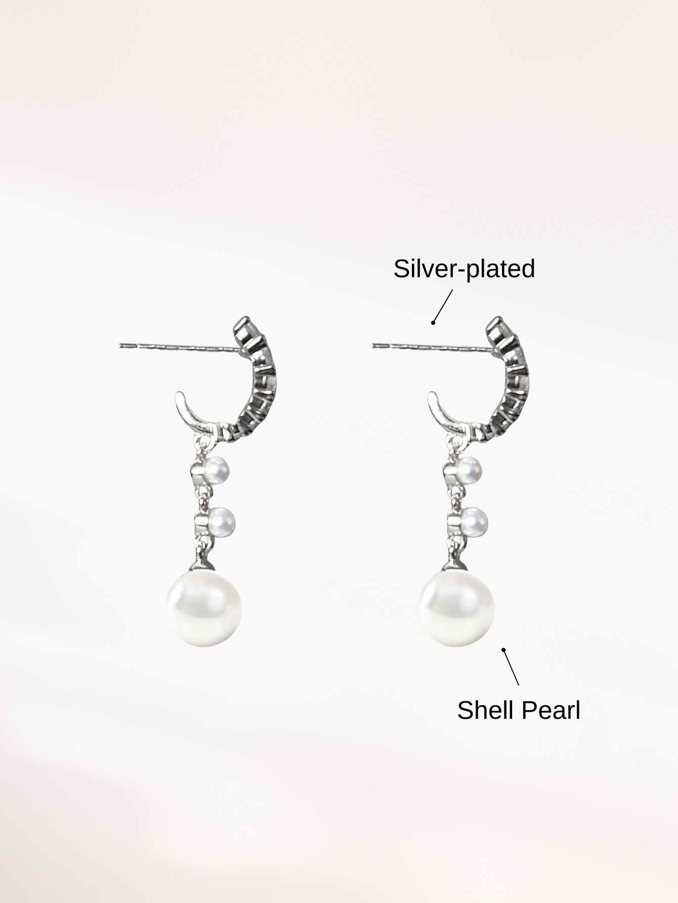 Shell Pearl Hoop Earrings