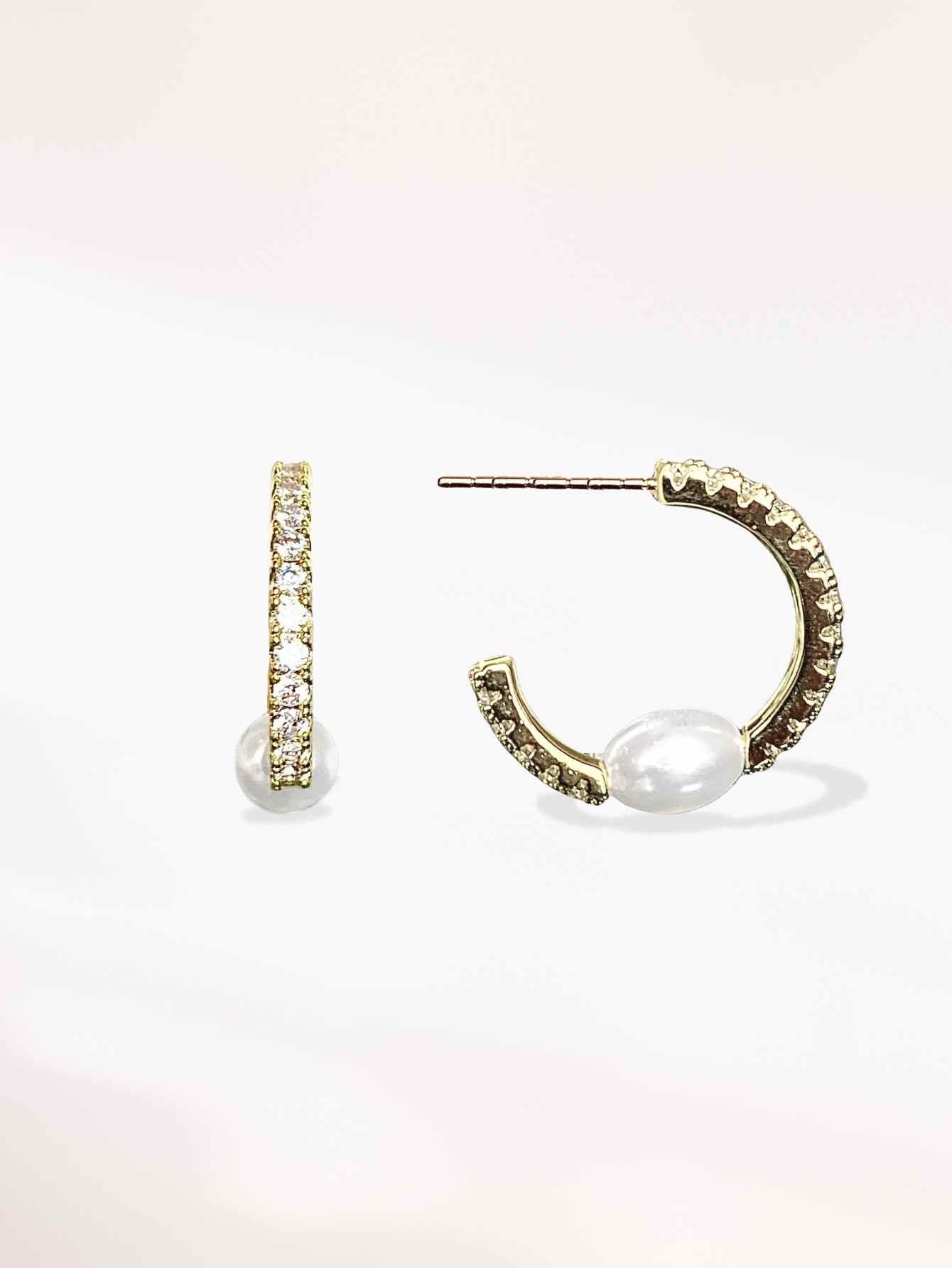 Shell Pearl Hoop Earrings