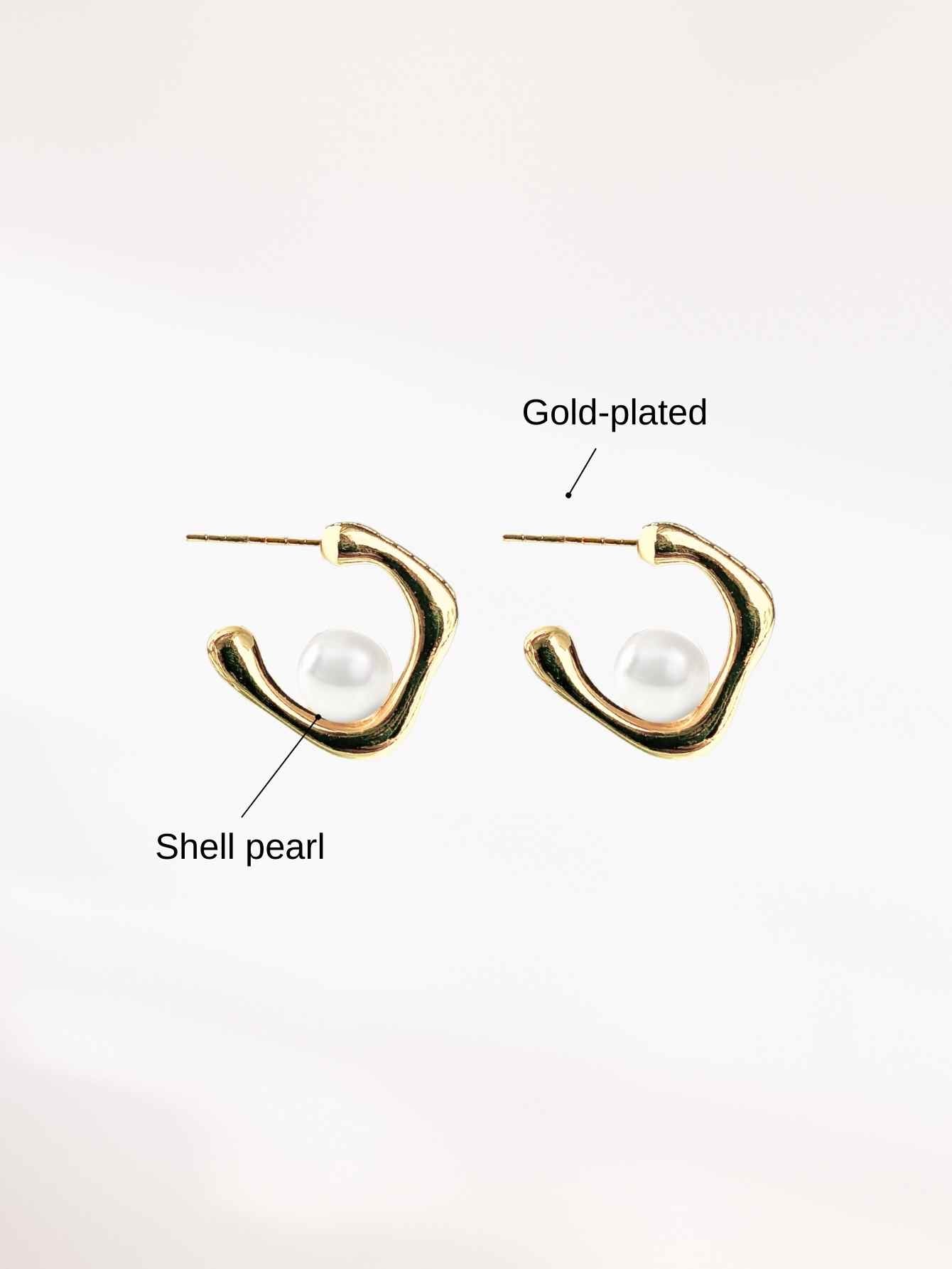 Shell Pearl Hoop Earrings