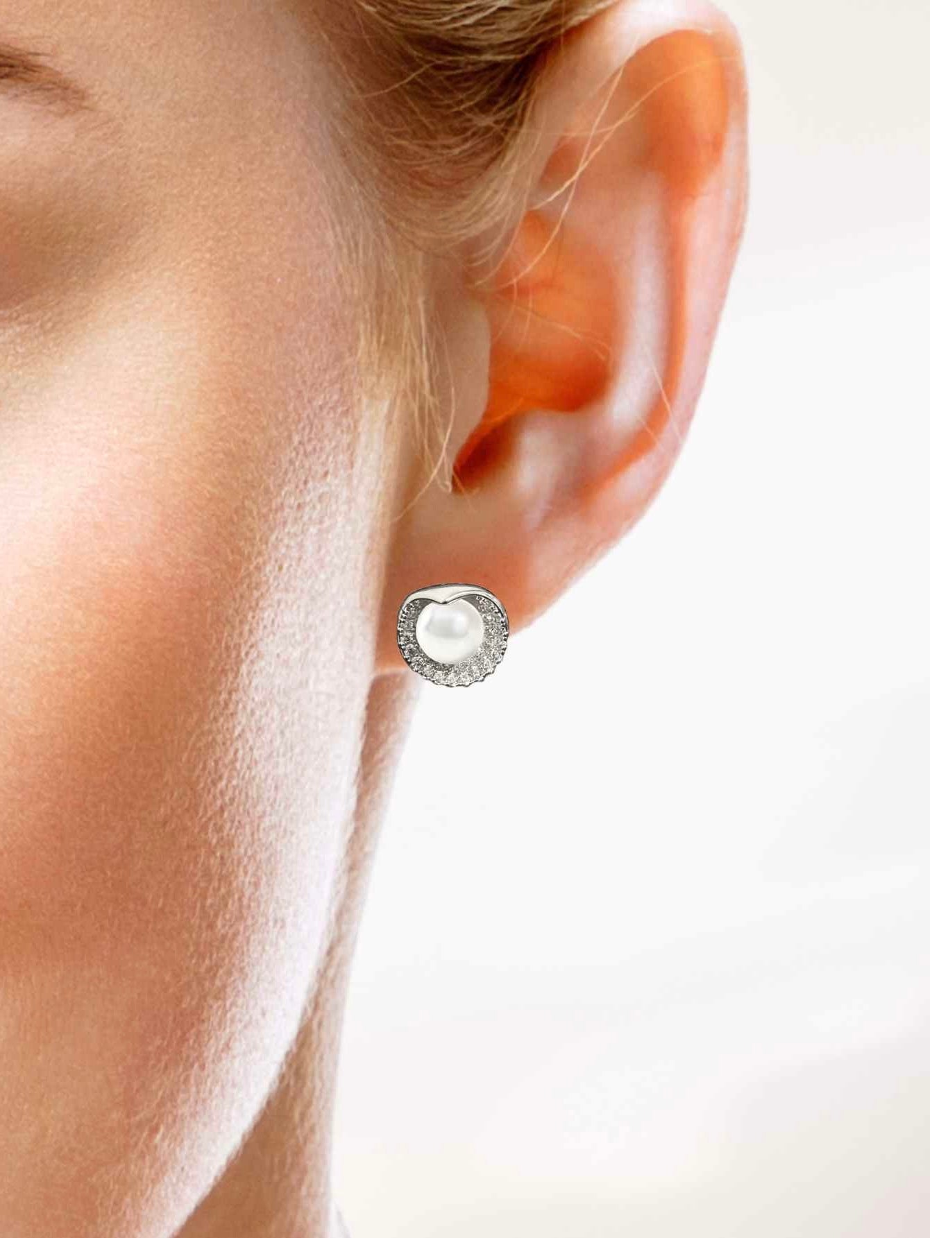 Silver Dainty Pearl Earrings