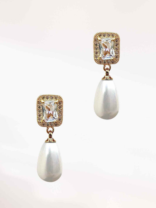 Pearl & Crystal Earrings (Gold)