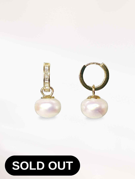Shell Pearl Hoop Earrings