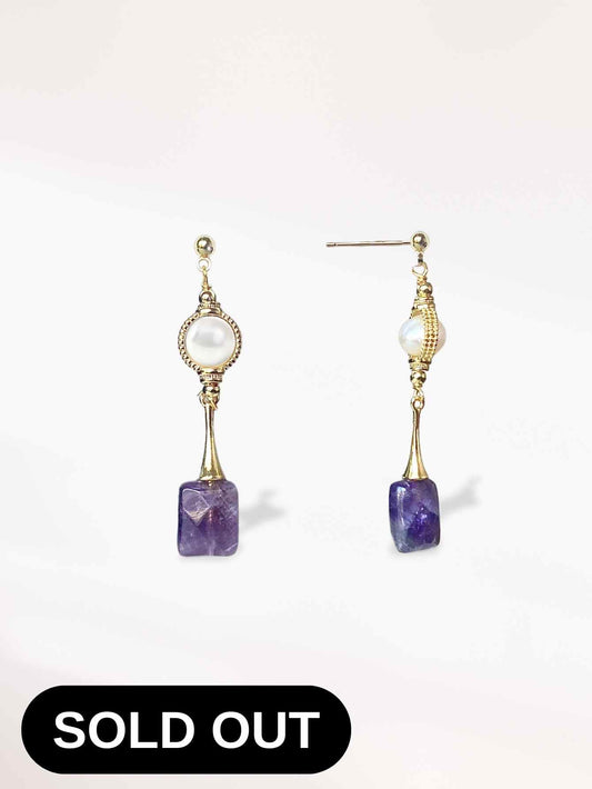 Freshwater Pearl & Amethyst Earrings