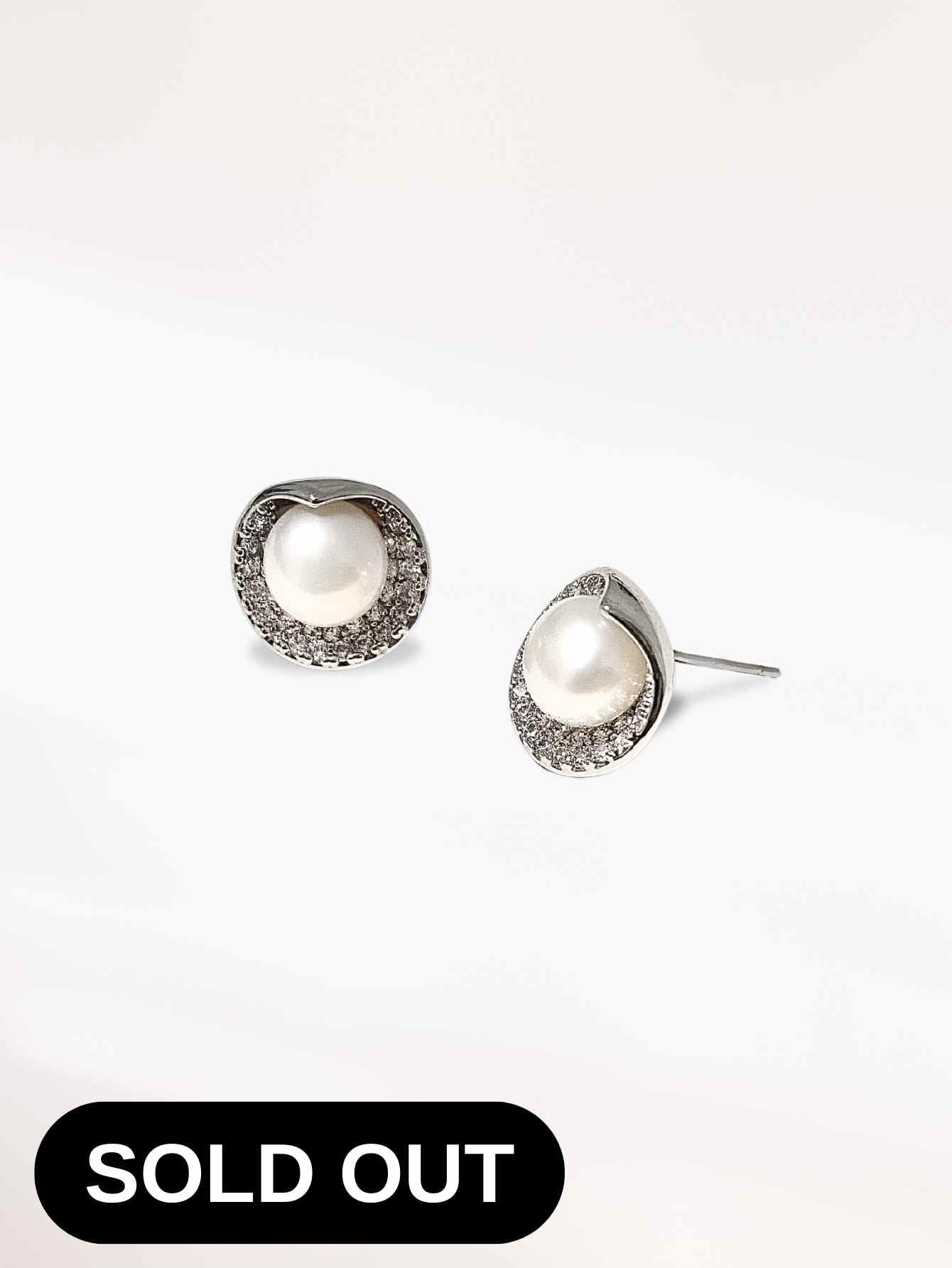 Silver Dainty Pearl Earrings